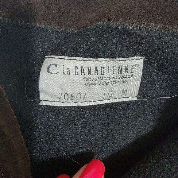 LA CANADIENNE Waterproof Suede Ankle Bootie Square Toe Low Wedge Brown Size 10 - Picture 8 of 16